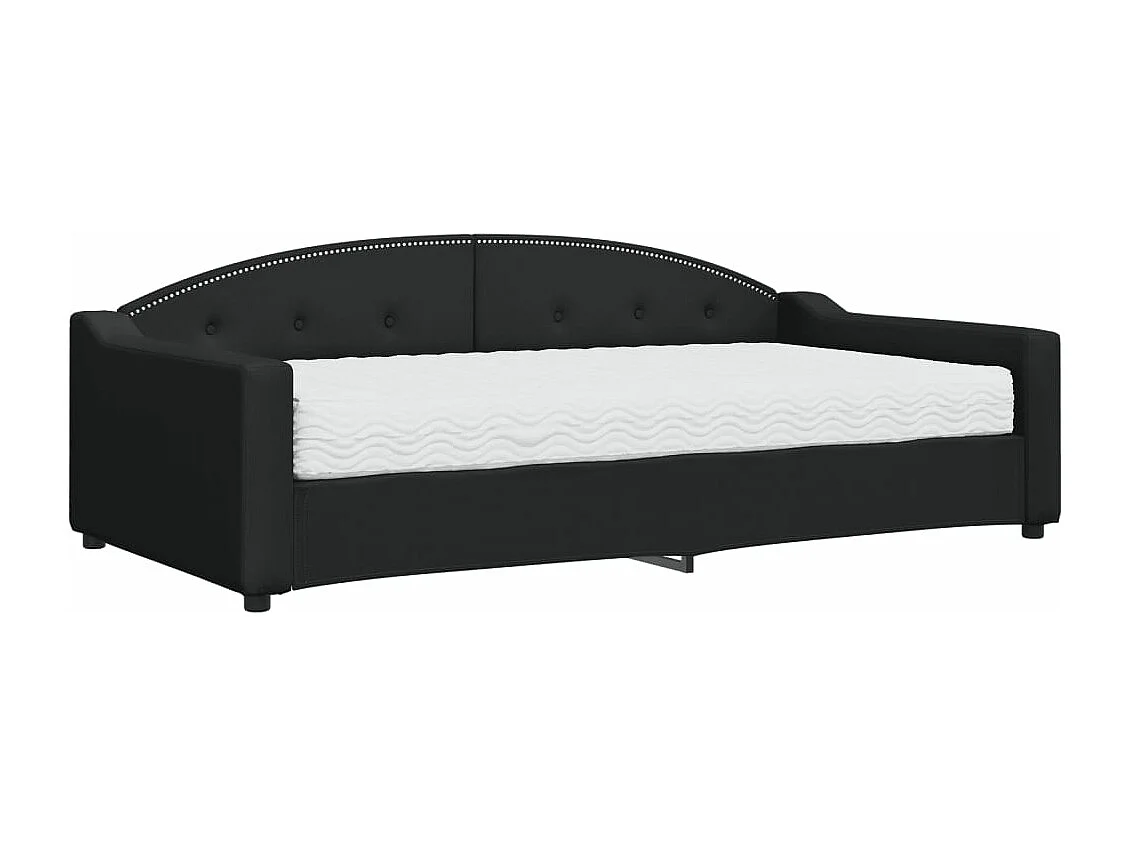Lit de jour avec matelas noir 100x200 tissu