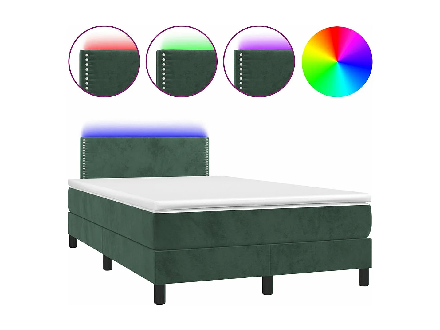 Sommier à lattes de lit avec matelas LED vert foncé 120x190