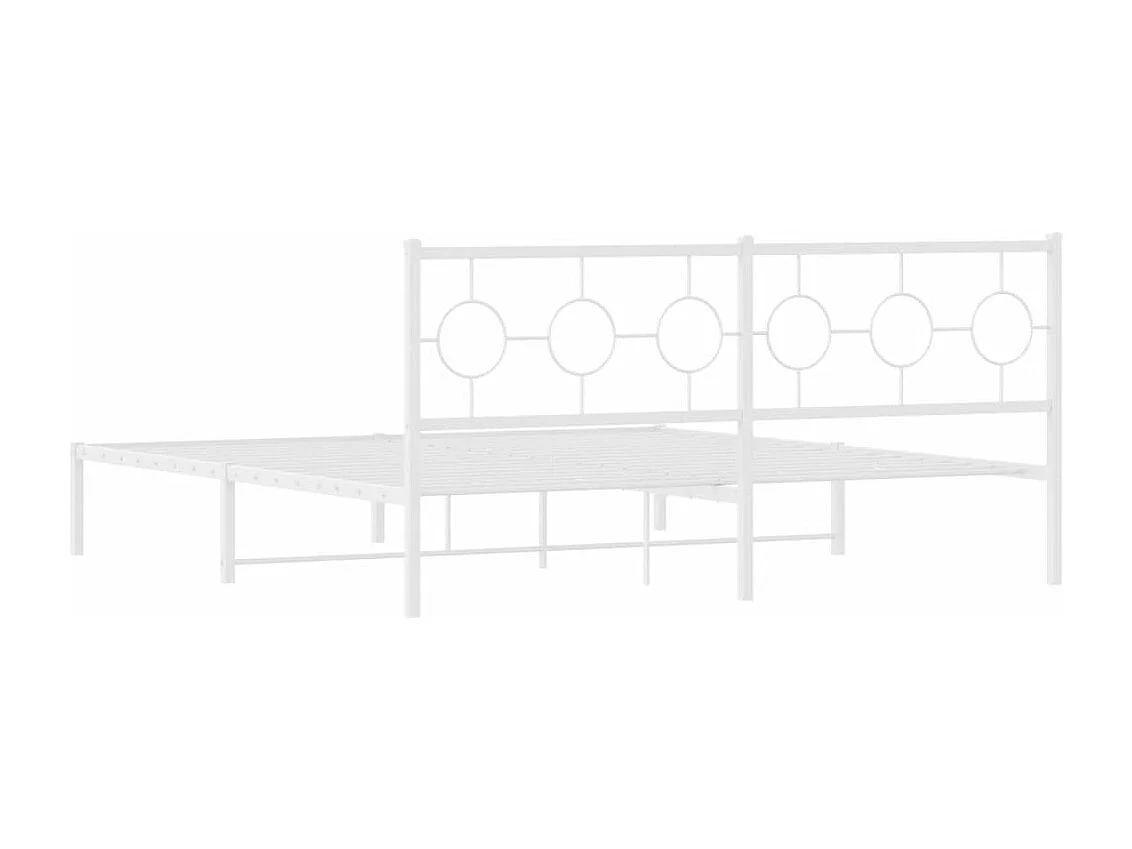 Cadre de lit métal avec tête de lit blanc 183x213