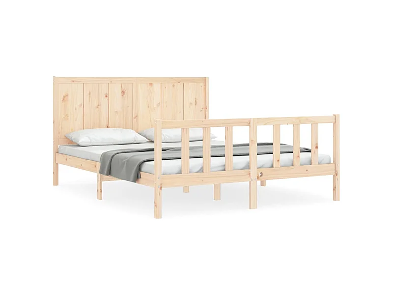 Cadre de lit avec tête de lit King Size bois massif