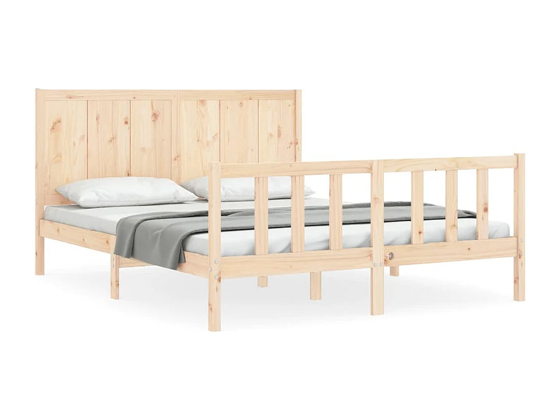 Cadre de lit avec tête de lit King Size bois massif