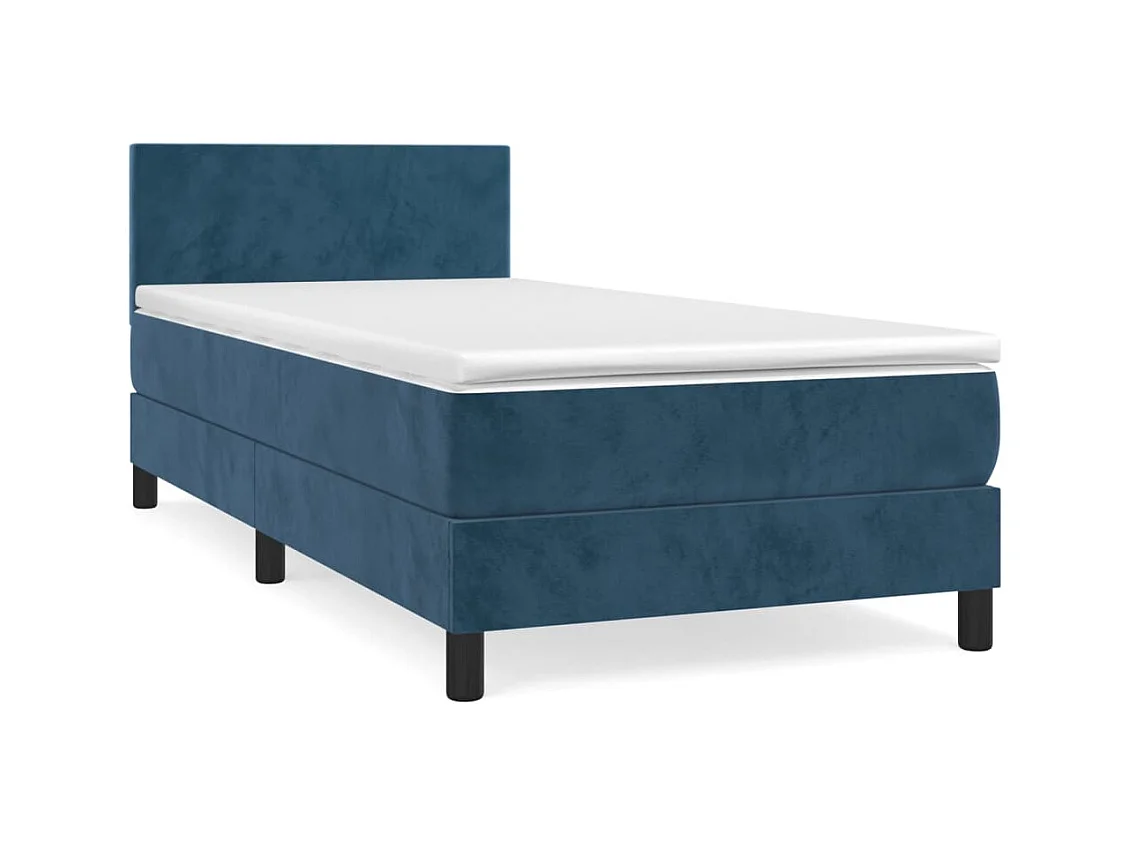 Sommier à lattes de lit et matelas Bleu foncé 80x200 Velours