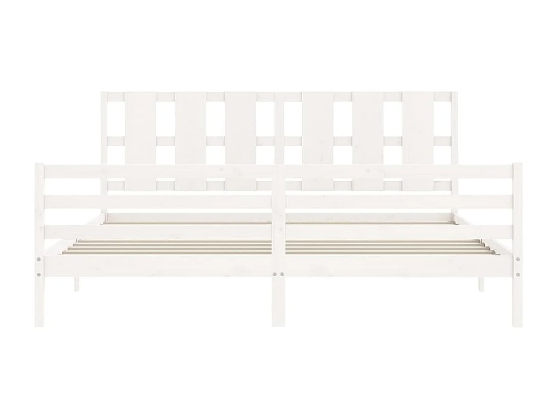 Cadre de lit avec tête de lit blanc Super King Size bois massif