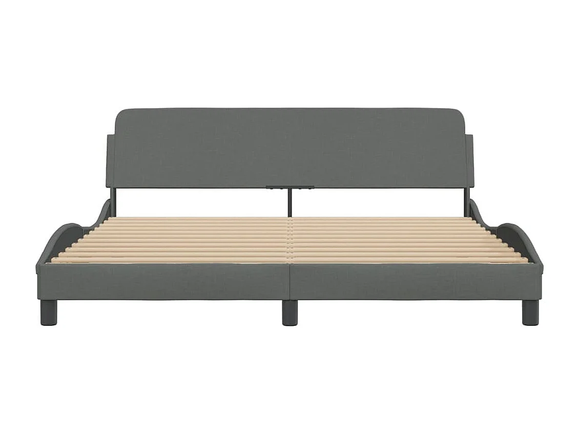 Cadre de lit avec tête de lit Gris foncé 180x200 Tissu