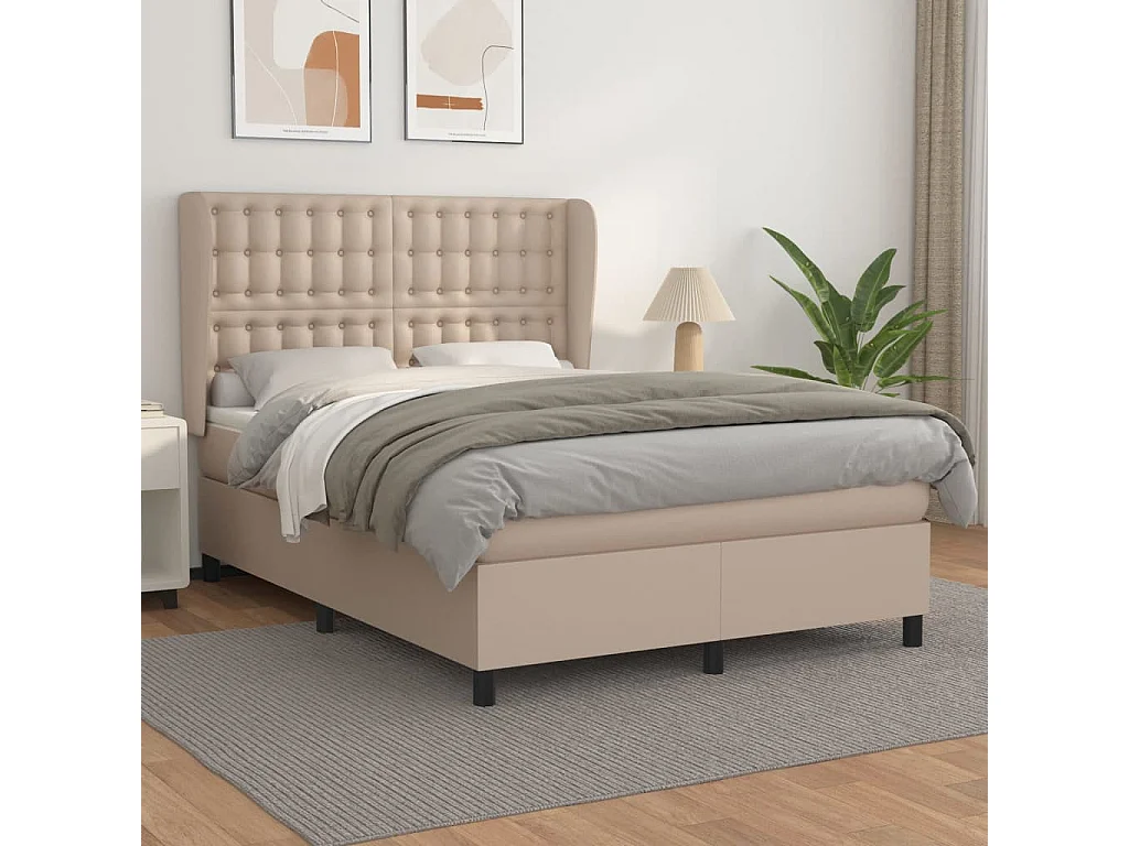 Sommier à lattes de lit avec matelas Cappuccino 140x200