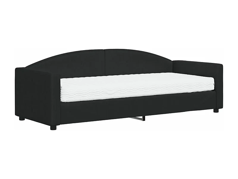 Lit de jour avec matelas noir 80x200 tissu