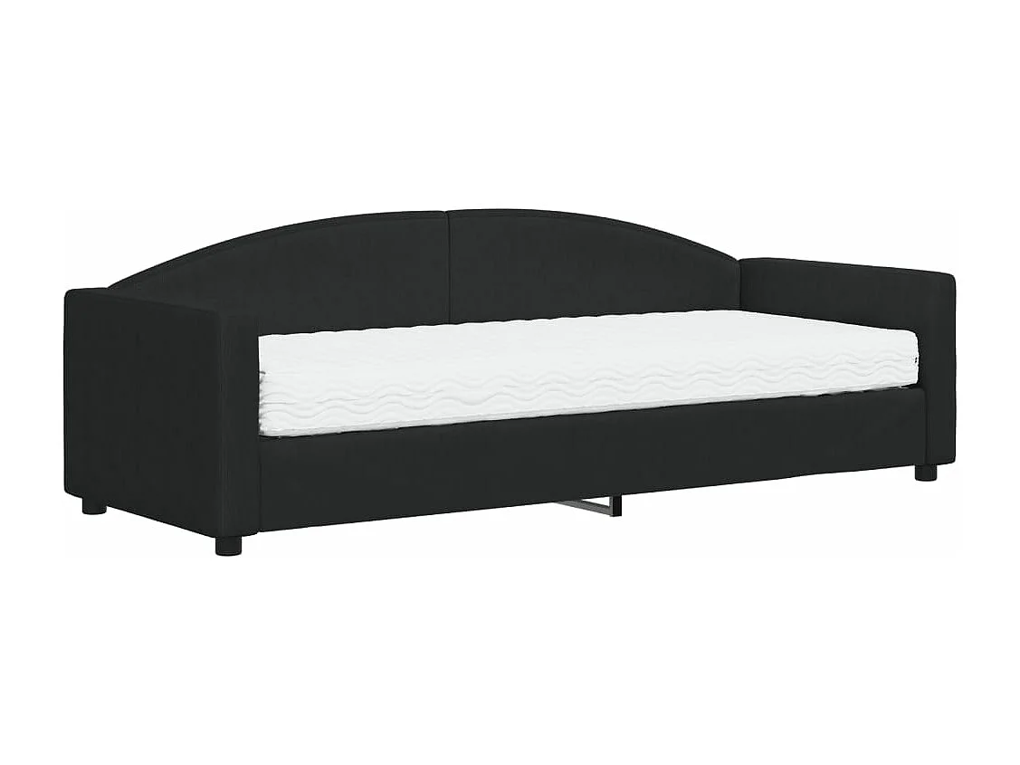 Lit de jour avec matelas noir 80x200 tissu