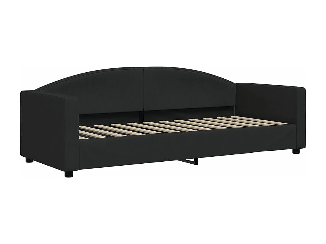 Lit de jour avec matelas noir 80x200 tissu