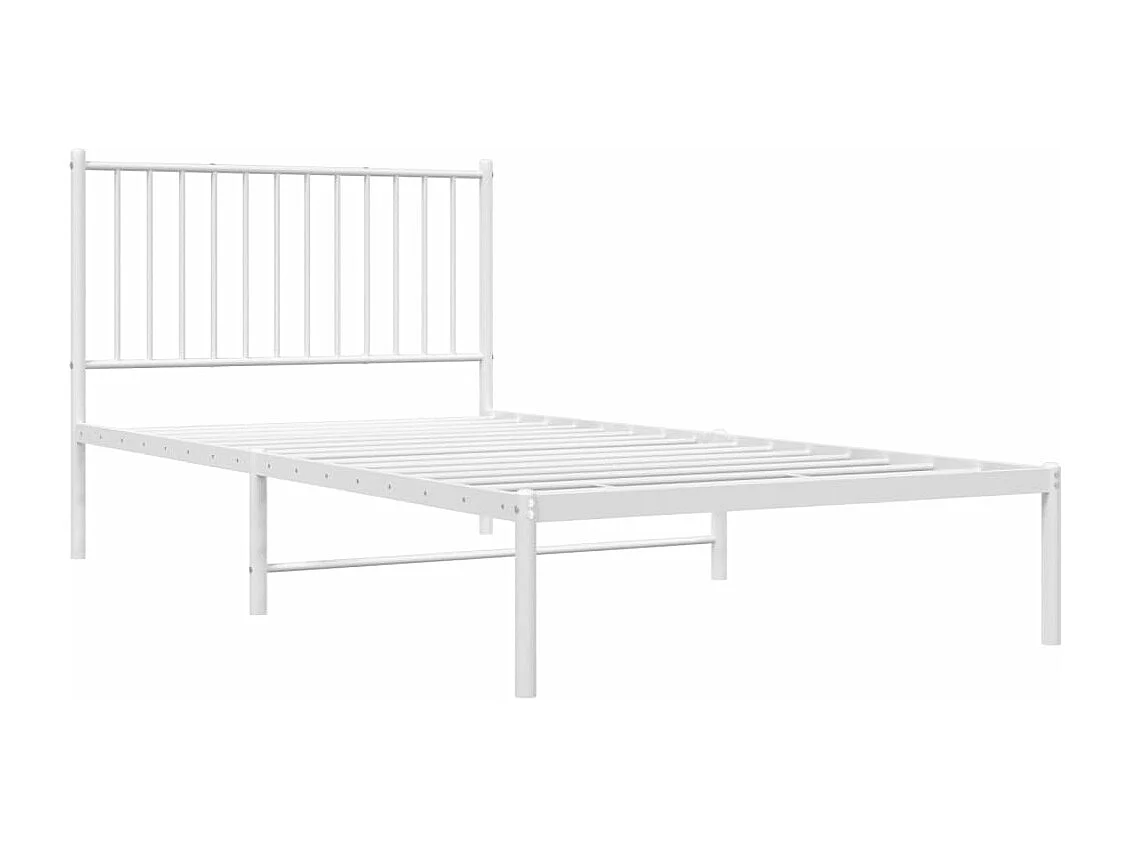 Cadre de lit métal avec tête de lit blanc 100x200