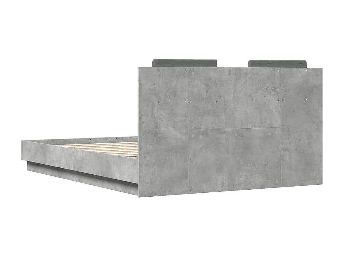 Cadre de lit avec tête de lit gris béton 135x190