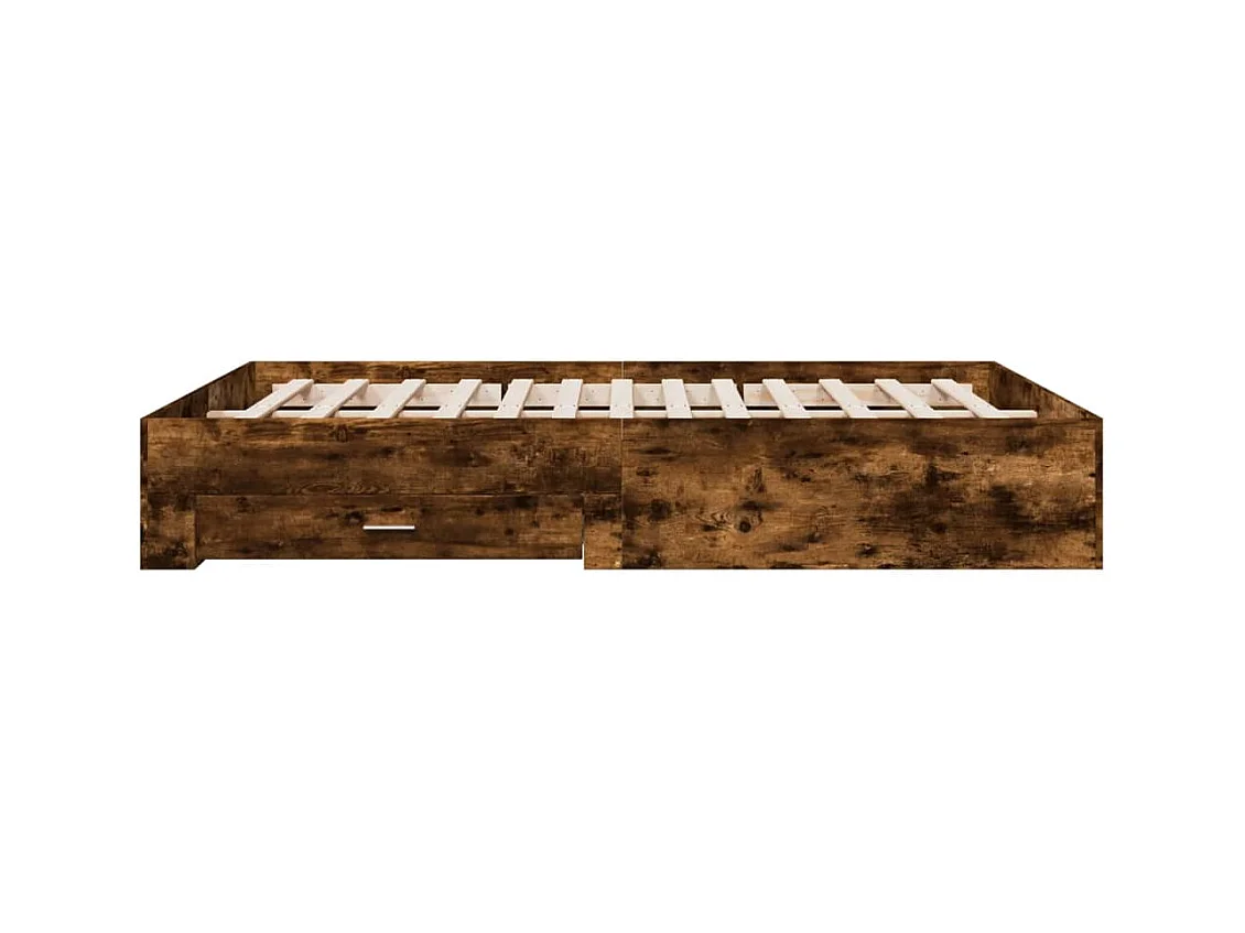 Cadre de lit à tiroirs chêne fumé 140x200 bois d'ingénierie