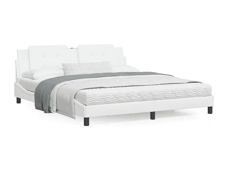 Lit avec matelas blanc 180x200 similicuir
