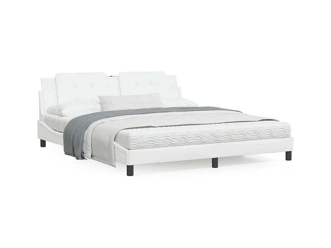 Lit avec matelas blanc 180x200 similicuir