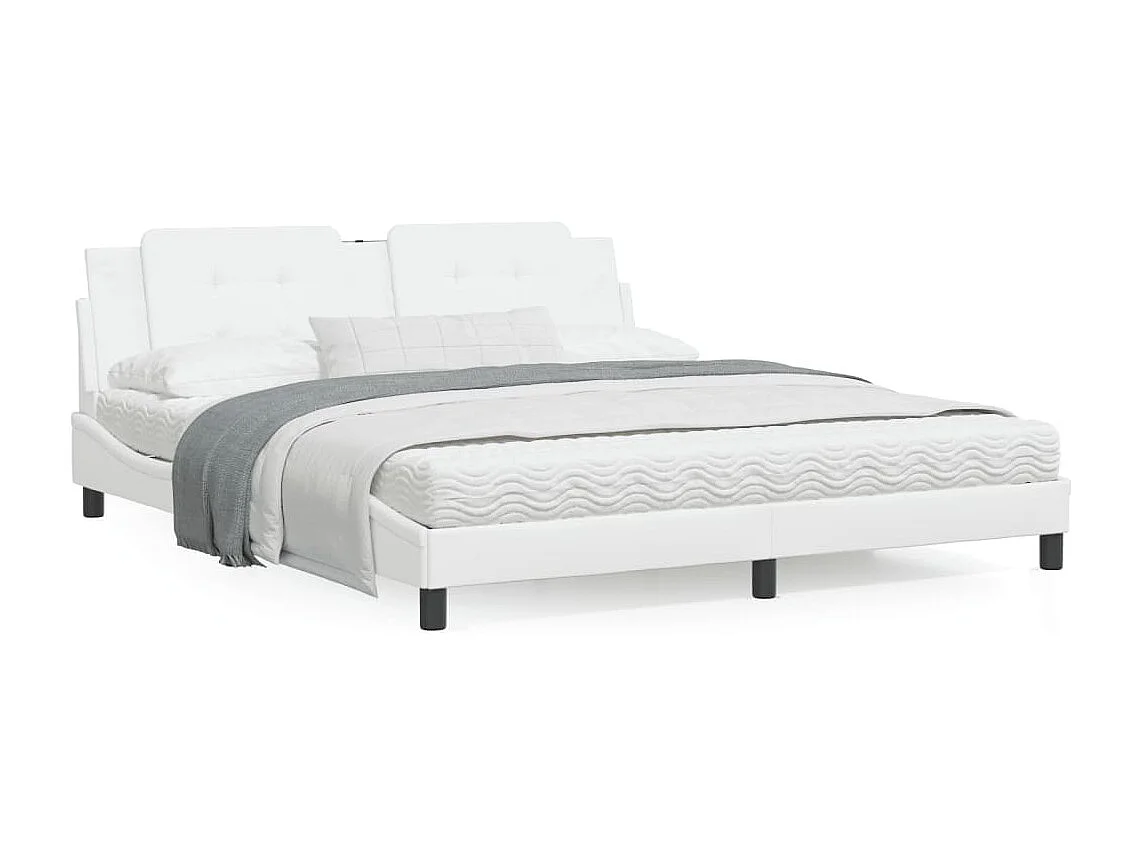 Lit avec matelas blanc 180x200 similicuir