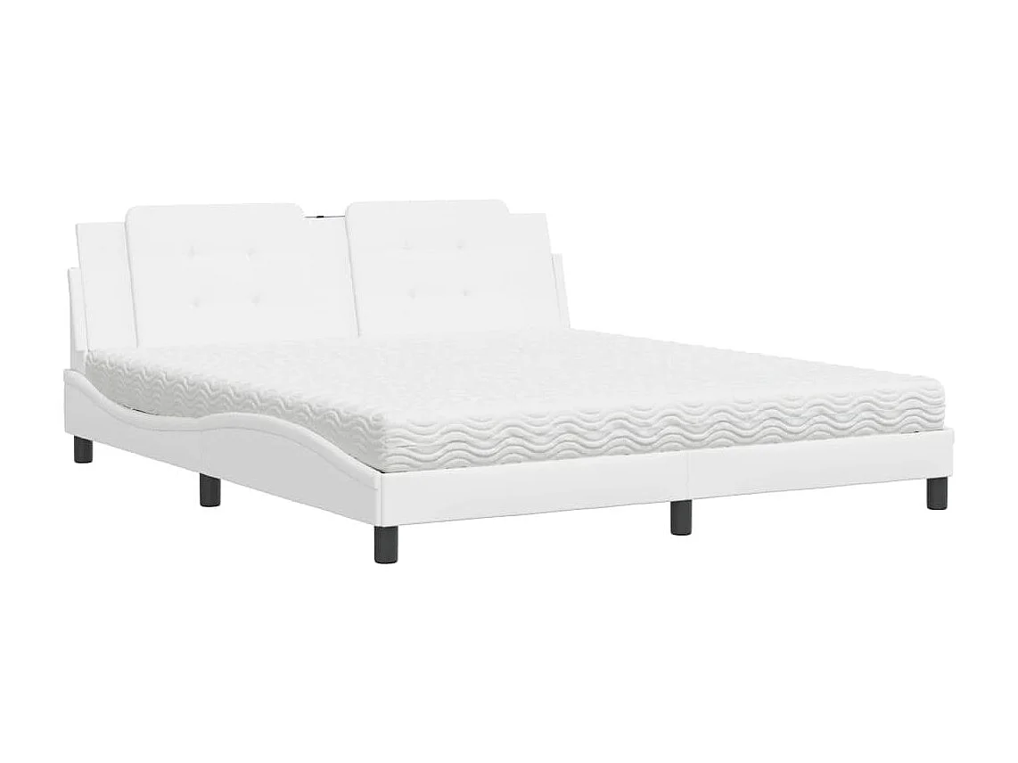 Lit avec matelas blanc 180x200 similicuir