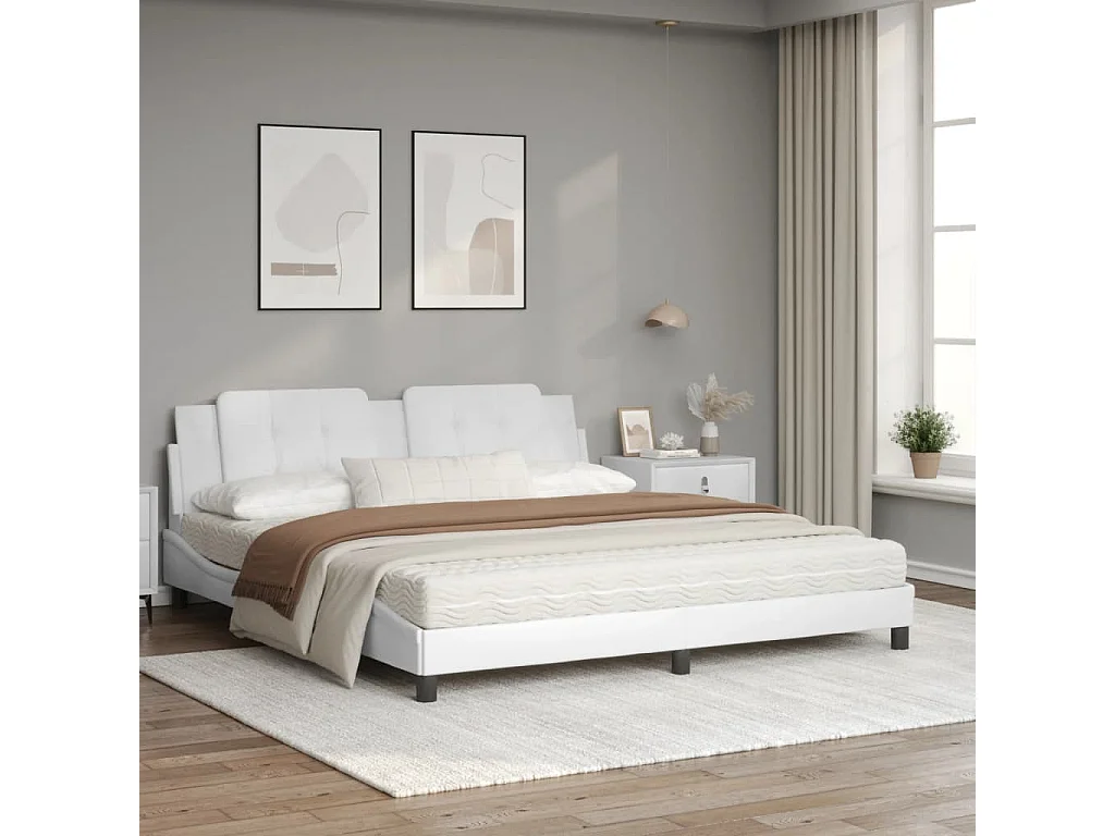 Lit avec matelas blanc 180x200 similicuir