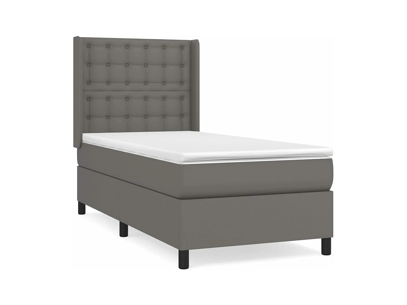 Sommier à lattes de lit avec matelas Gris 100x200 Similicuir
