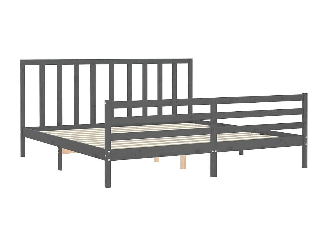 Cadre de lit avec tête de lit gris 200x200 bois massif