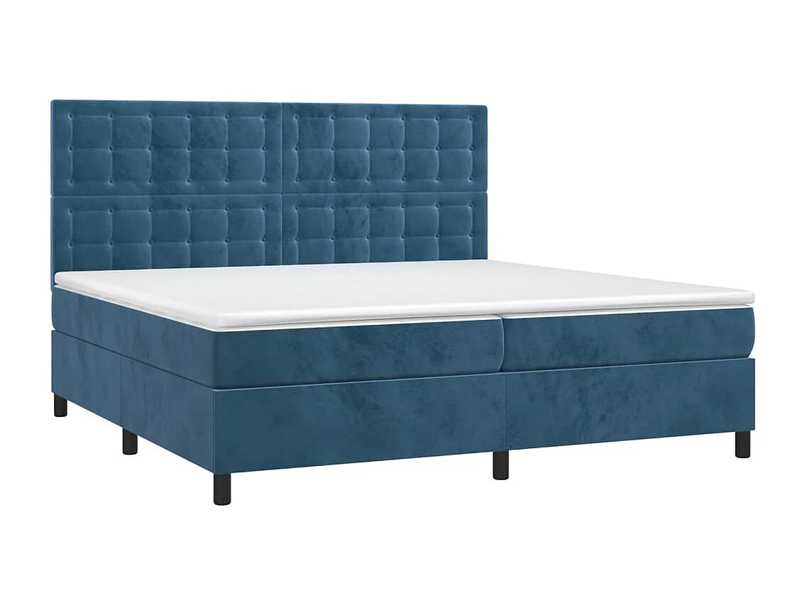 Lit à sommier tapissier et matelas Bleu foncé 200x200 Velours 3