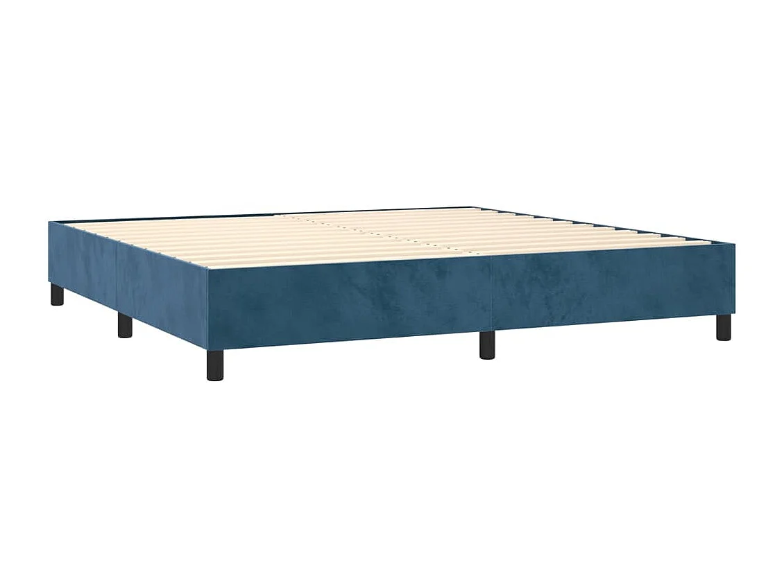 Lit à sommier tapissier et matelas Bleu foncé 200x200 Velours 3