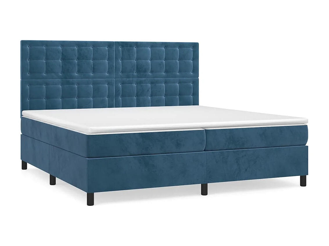 Lit à sommier tapissier et matelas Bleu foncé 200x200 Velours 3