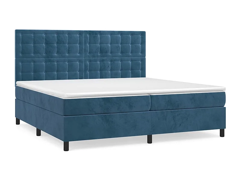 Lit à sommier tapissier et matelas Bleu foncé 200x200 Velours 3