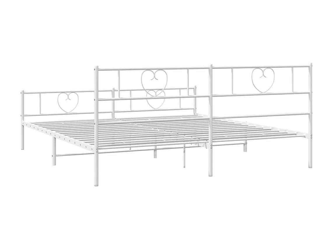 Cadre de lit métal avec tête de lit-pied de lit blanc 193x203