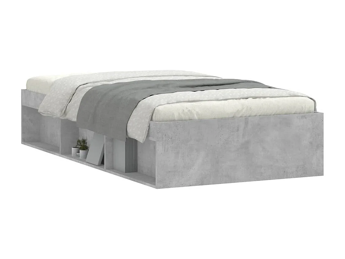 Cadre de lit gris béton 90x200