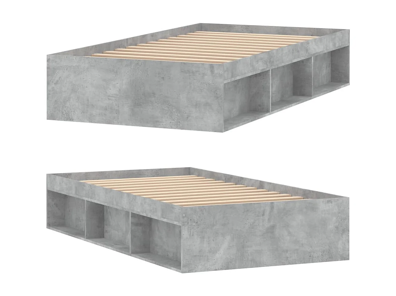 Cadre de lit gris béton 90x200