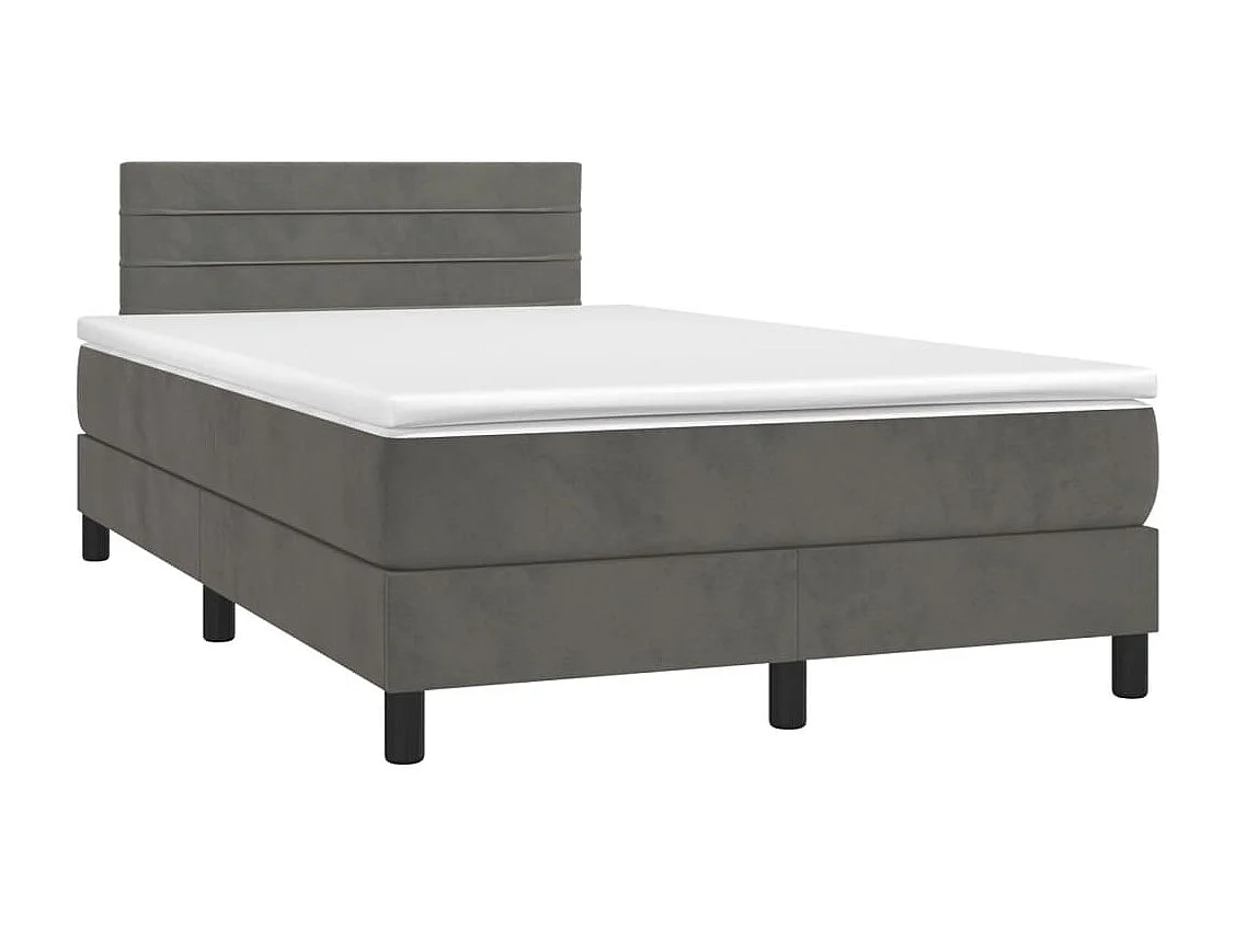 Sommier à lattes de lit et matelas gris foncé 120x190 velours
