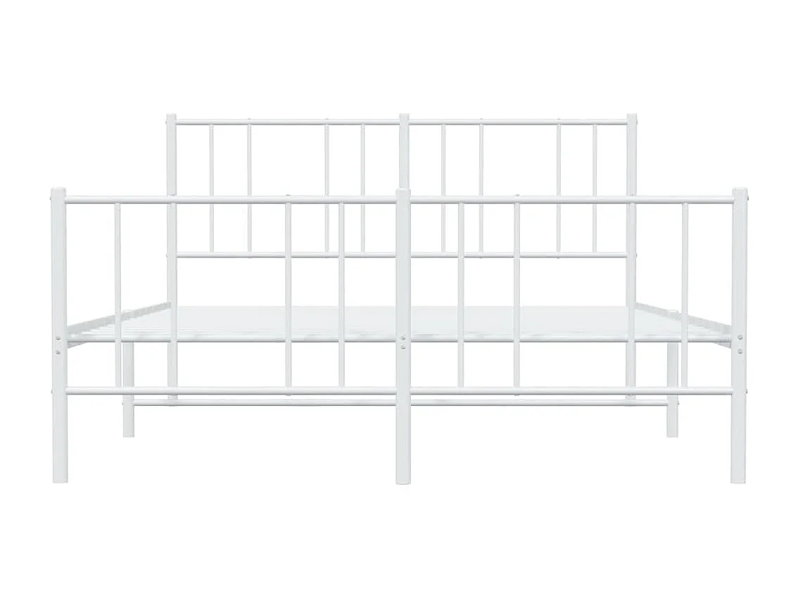 Cadre de lit métal avec tête de lit-pied de lit blanc 120x190