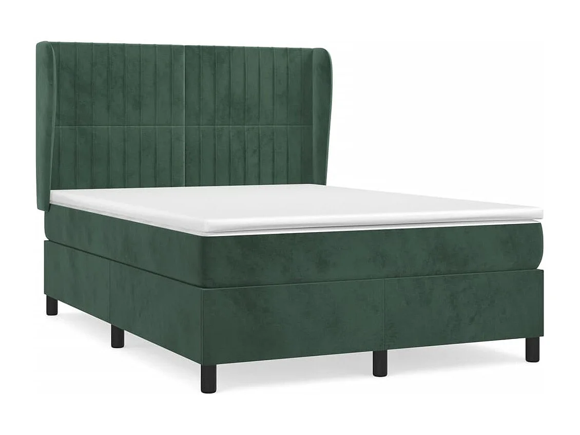Sommier à lattes de lit et matelas Vert foncé 140x190 Velours