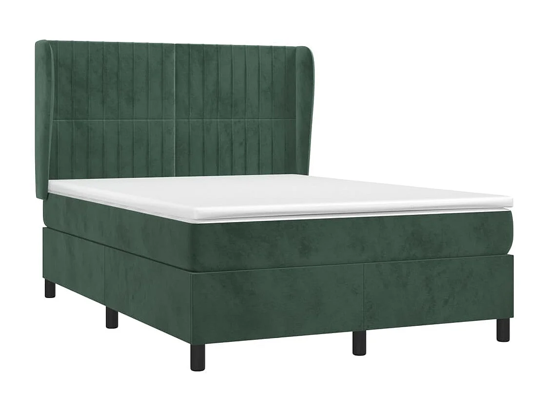 Sommier à lattes de lit et matelas Vert foncé 140x190 Velours