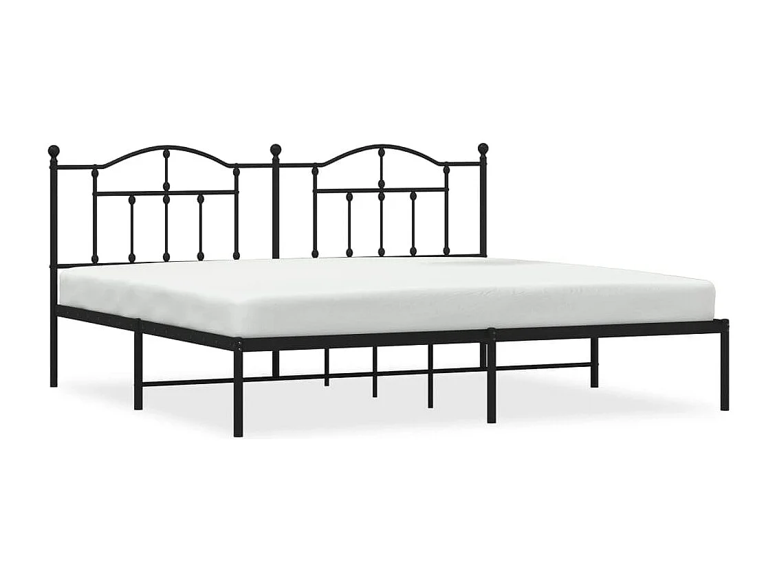 Cadre de lit métal avec tête de lit noir 200x200