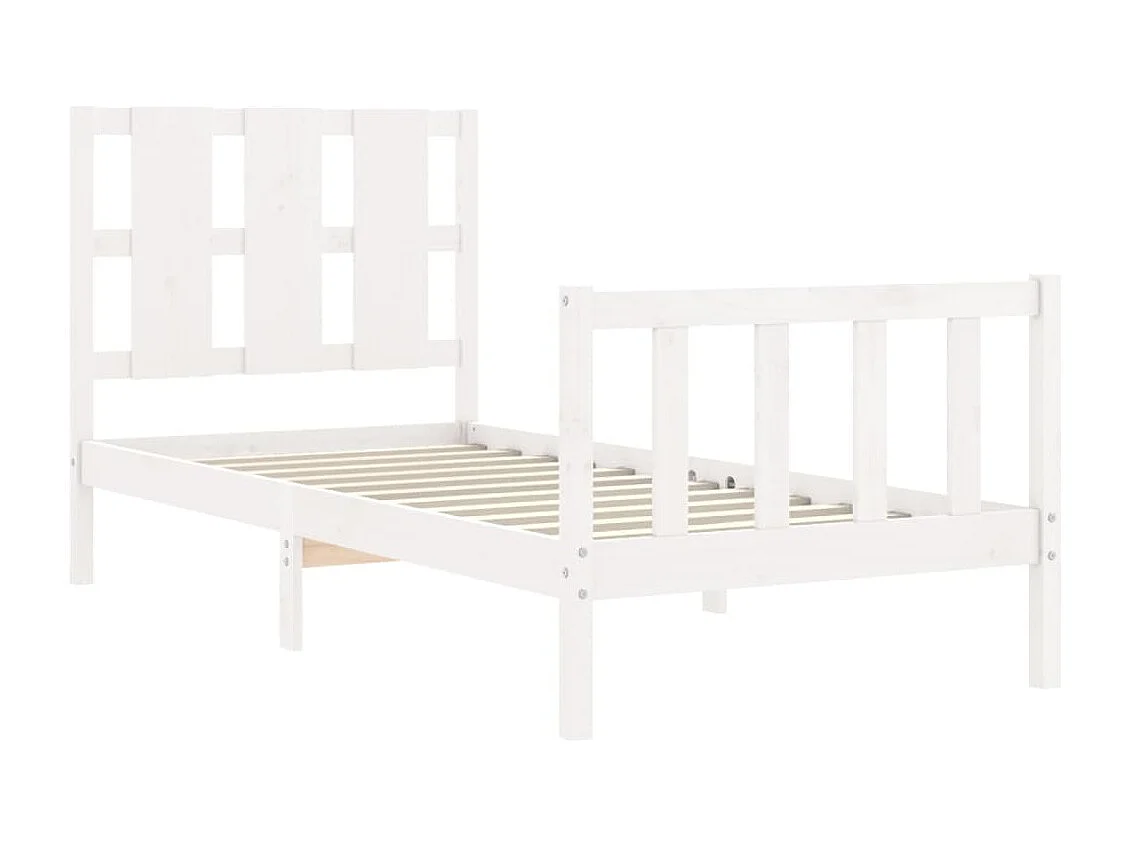 Cadre de lit avec tête de lit blanc petit simple bois massif