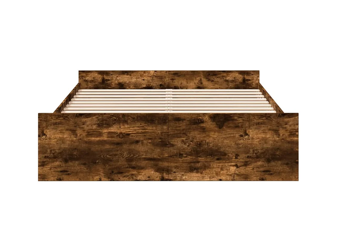 Cadre de lit et tiroirs chêne fumé 150x200 bois d'ingénierie