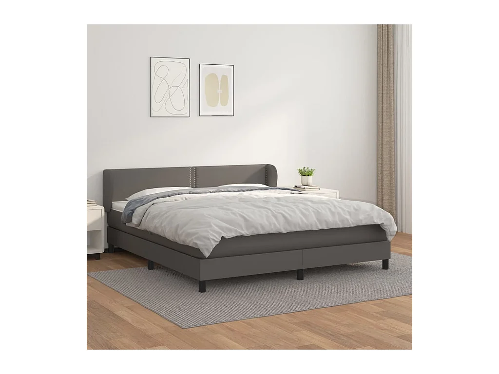 Sommier à lattes de lit avec matelas Gris 180x200 Similicuir
