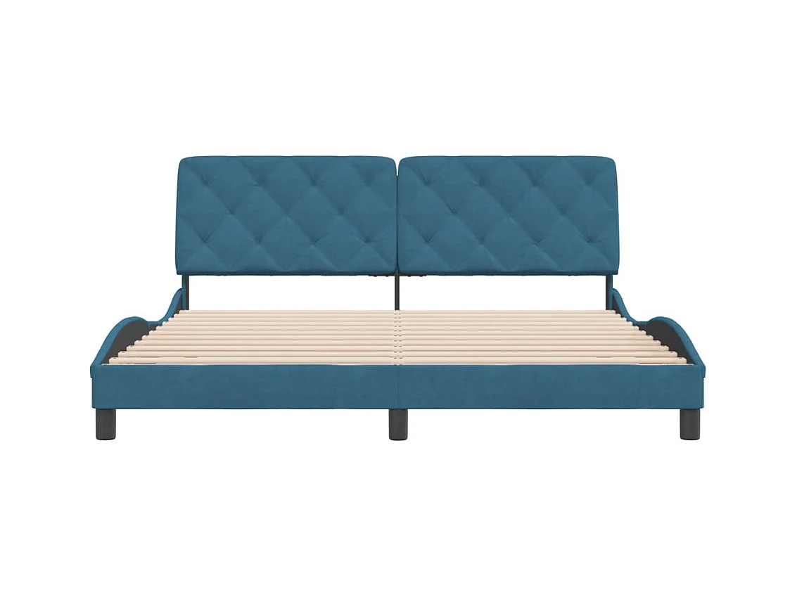 Bedframe met hoofdeinde fluweel blauw 180x200 cm