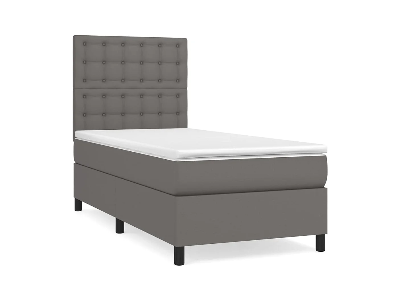 Sommier à lattes de lit avec matelas Gris 100x200 Similicuir