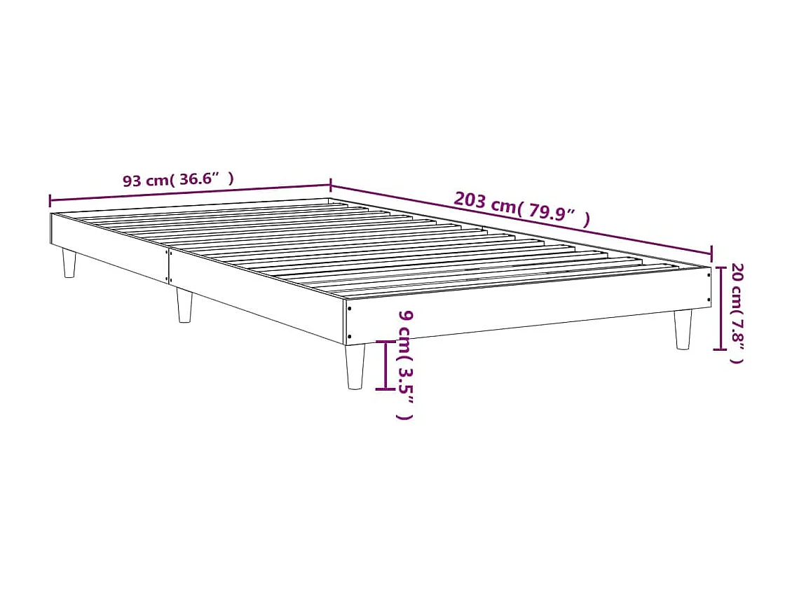 Cadre de lit chêne marron 90x200 bois d'ingénierie
