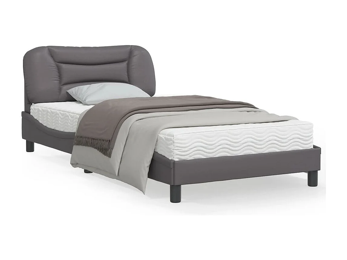 Cadre de lit avec tête de lit Gris 100x200 Similicuir