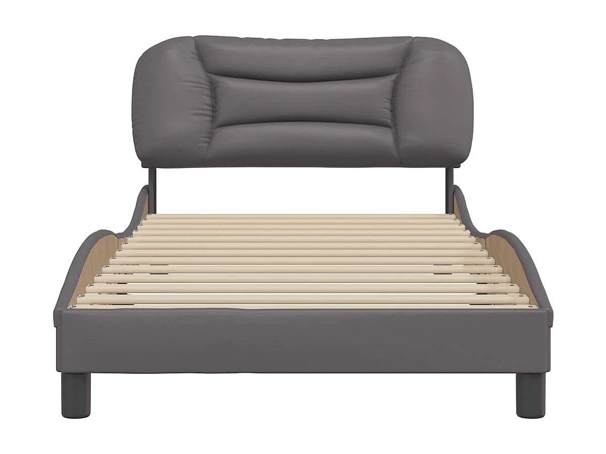 Cadre de lit avec tête de lit Gris 100x200 Similicuir