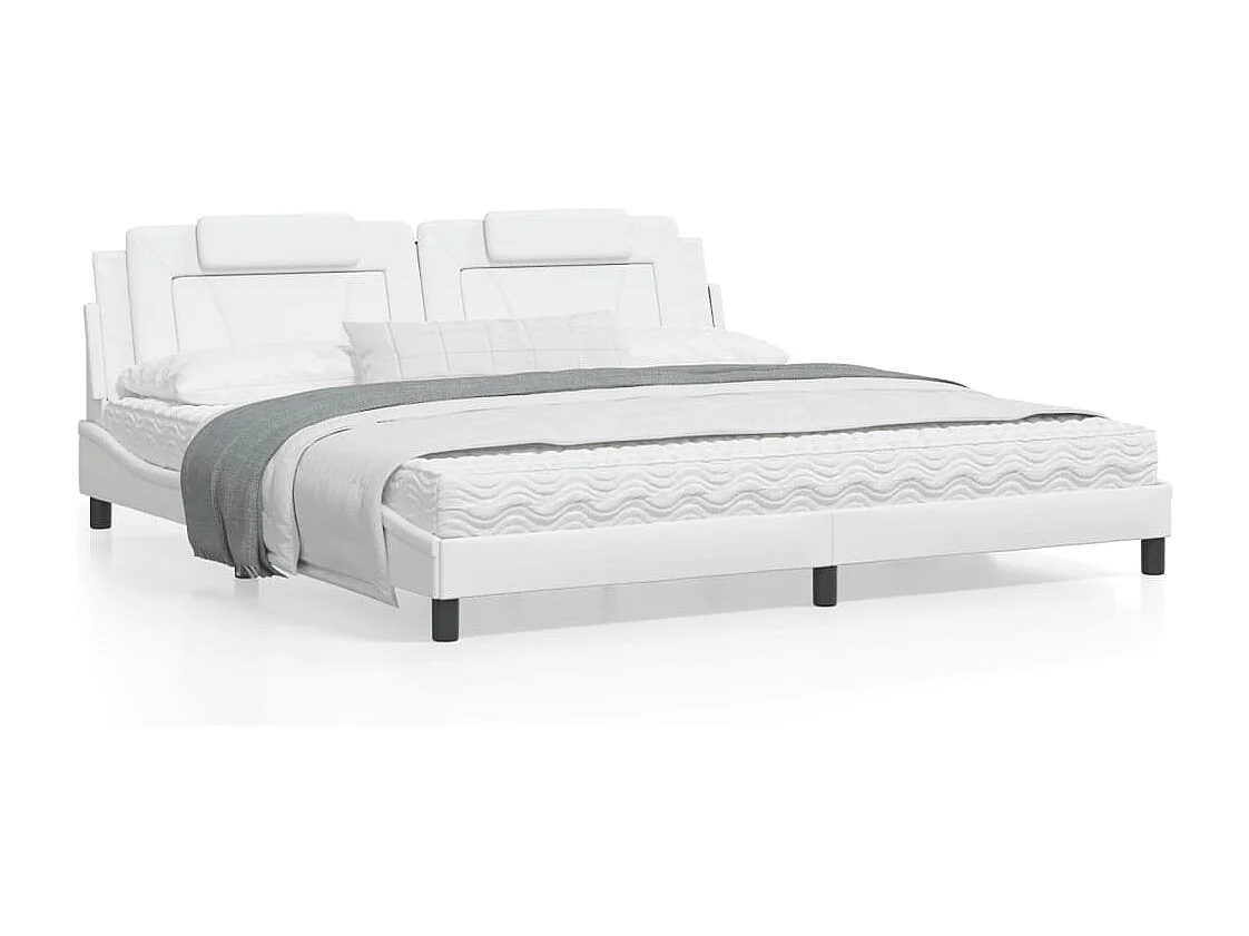 Cadre de lit avec tête de lit Blanc 200x200 Similicuir