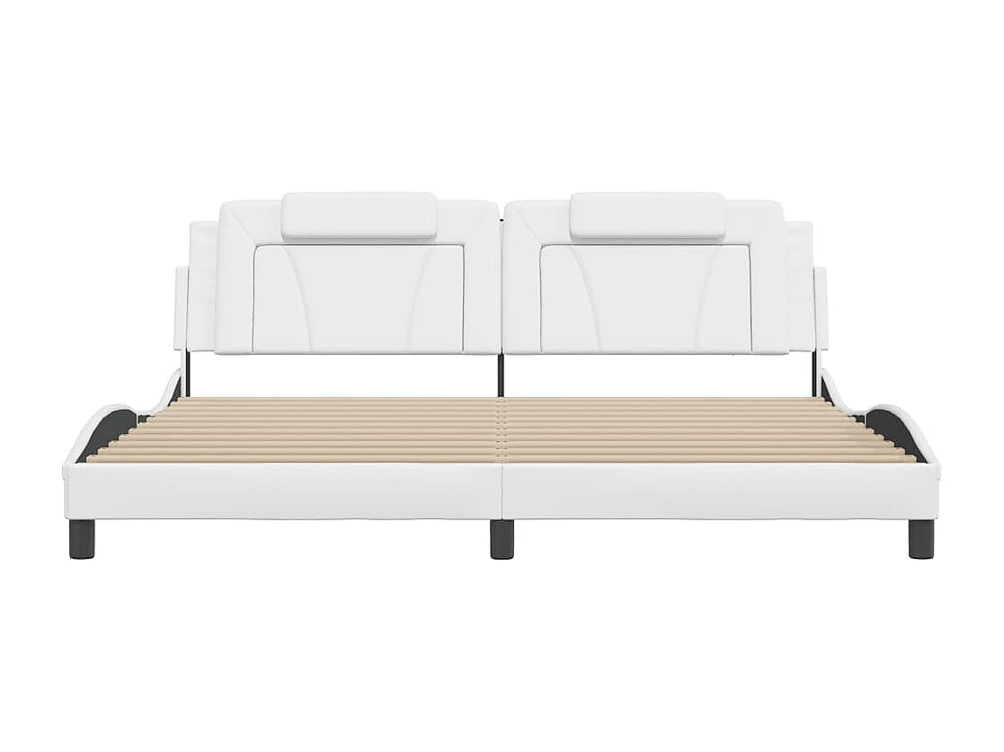 Cadre de lit avec tête de lit Blanc 200x200 Similicuir