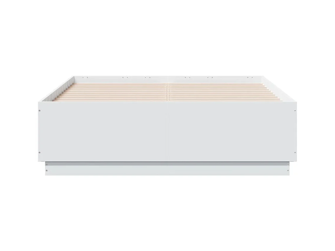 Cadre de lit avec lumières LED blanc 135x190 bois ingénierie