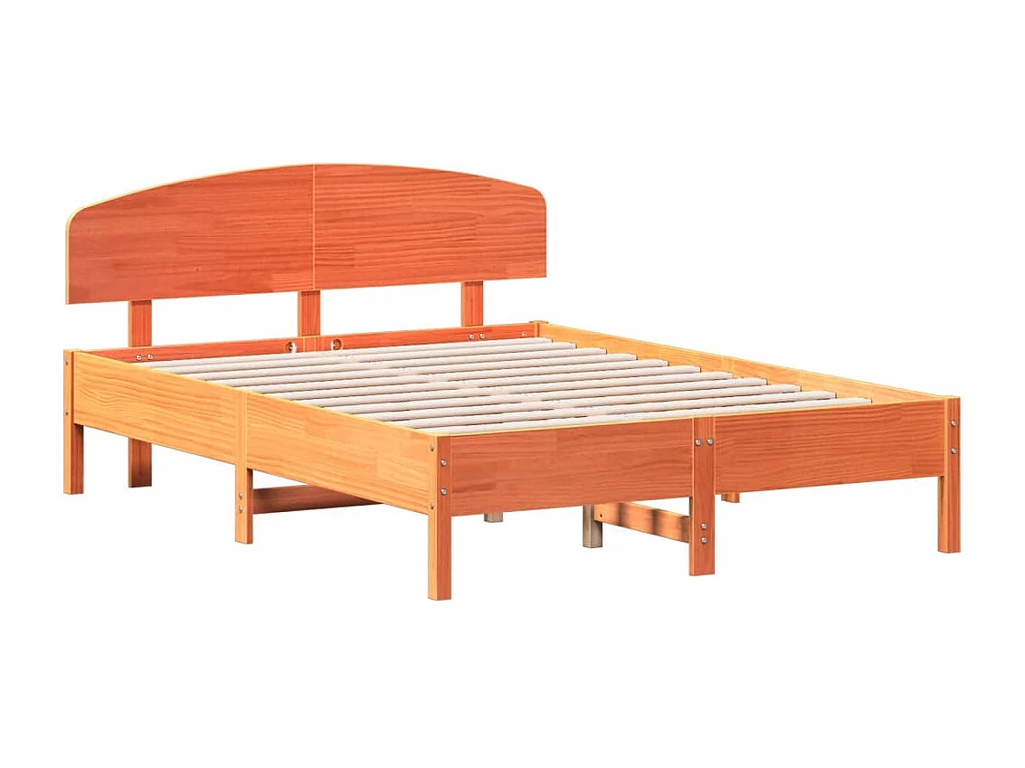 Cadre de lit avec tête de lit cire marron 140x190 bois de pin