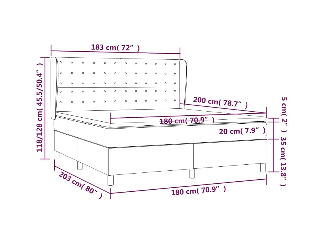 Sommier à lattes de lit avec matelas Gris 180x200 Similicuir