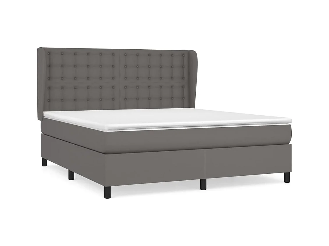 Sommier à lattes de lit avec matelas Gris 180x200 Similicuir