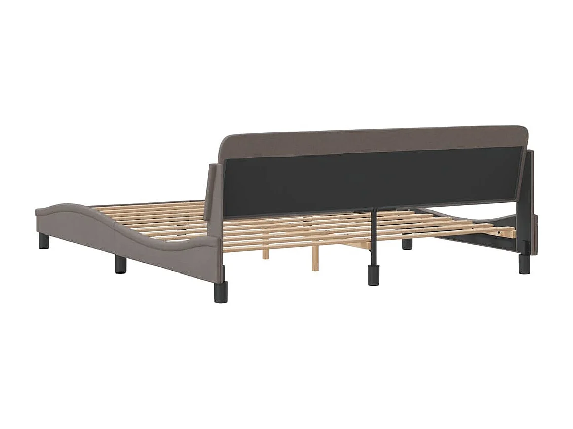 Cadre de lit avec tête de lit Taupe 180x200 Tissu