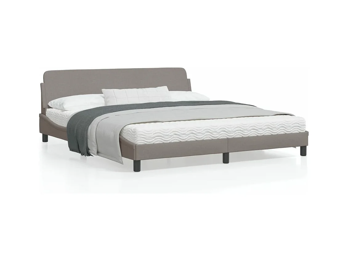 Cadre de lit avec tête de lit Taupe 180x200 Tissu